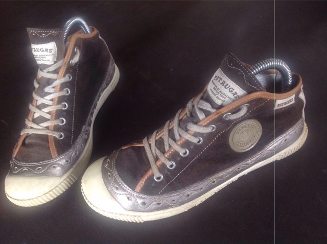 Chaussures en cuir marron et gris argent PATAUGAS